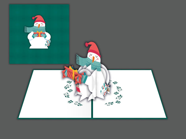 KDC009- pop up card of Christmas snowman (圣诞立体雪人贺卡)